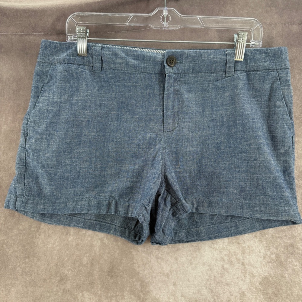Merona Womens Blue Cotton Chambray Shorts Size 12 Casual Summer Preppy Coastal